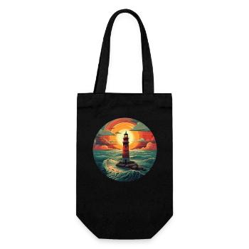 Lighthouse at sunset - Romantic kiss - Gift Bag for Bottles - black - Front
