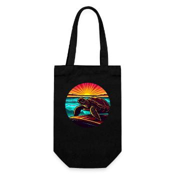 Turtle at sunset, Inspirational - Gift Bag for Bottles - black - Front