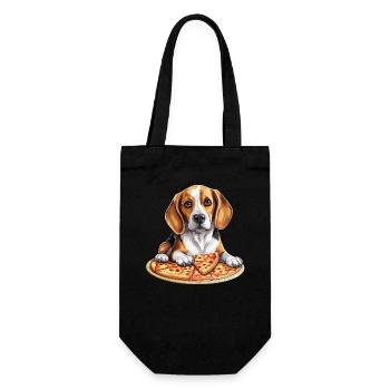 Beagle with pizza, Funny food design for dogs - Gift Bag for Bottles - black - Front