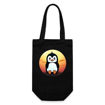 Cute penguin at sunset, enchanting - Gift Bag for Bottles - black - Front