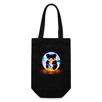 Panda auf Viereckiger Grunge Weltkugel - Geschenkbeutel für Flaschen - Schwarz - Vorne