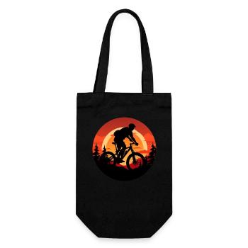Mountainbike Downhill bei Sonnenuntergang – - Geschenkbeutel für Flaschen - Schwarz - Vorne