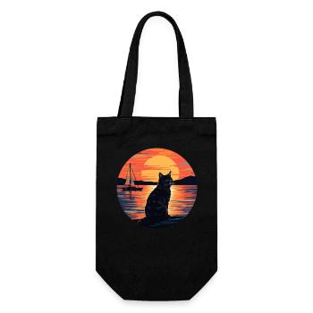 Black Cat Sailing in the Sunset – Nautical - Gift Bag for Bottles - black - Front