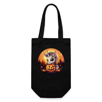 Halloween unicorn with pumpkin at sunset - Gift Bag for Bottles - black - Front