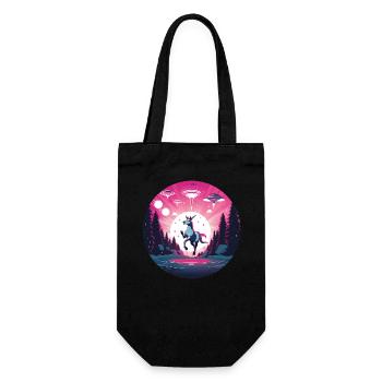 Alien UFO abduction of a unicorn - Gift Bag for Bottles - black - Front