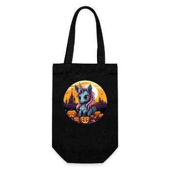Licorne au coucher du soleil d’automne avec citrouille - Sac à bouteille - noir - Devant
