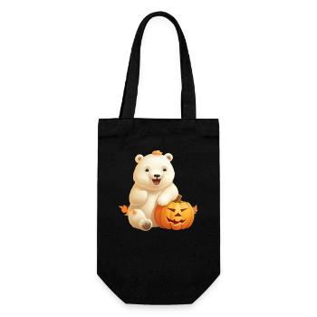 Halloween polar bear with pumpkin - Gift Bag for Bottles - black - Front