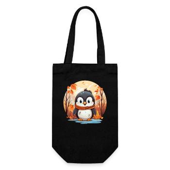 Penguin Autumn Leaves Winter Onset of Winter - Gift Bag for Bottles - black - Front