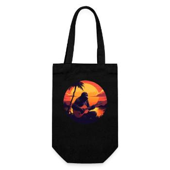 Gorilla-Gitarrist im Sunset: Akustik-Vibes Design - Geschenkbeutel für Flaschen - Schwarz - Vorne