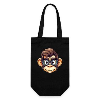 Nerdiger Schimpanse mit Nerd-Brille - Geschenkbeutel für Flaschen - Schwarz - Vorne