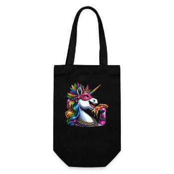Mardi Gras Einhorn Pizza Eleganz - Geschenkbeutel für Flaschen - Schwarz - Vorne
