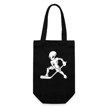 Alien Ice Hockey Player Silhouette Minimalist - Gift Bag for Bottles - black - Front