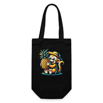 Singe Chimpanzé Ananas Bande dessinée Fruité Sucré - Sac à bouteille - noir - Devant