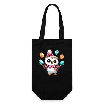 Ostern Ei Eule Jonglieren - Geschenkbeutel für Flaschen - Schwarz - Vorne