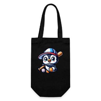 pinguin baseball baseballspieler süß comic cartoon - Geschenkbeutel für Flaschen - Schwarz - Vorne