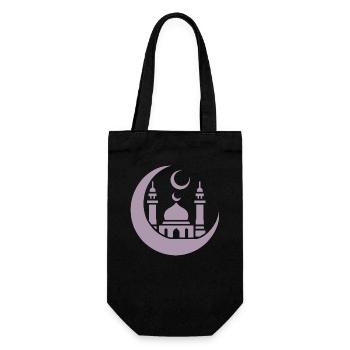Mosque Silhouette with Crescent Moon: Islamic Art - Gift Bag for Bottles - black - Front