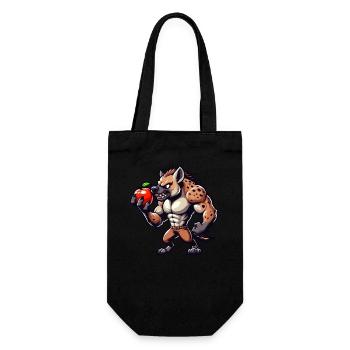 Hyäne genießt Apfel Fitness-Workout - Geschenkbeutel für Flaschen - Schwarz - Vorne