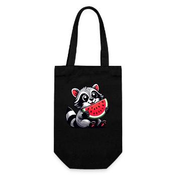 Raccoon with Watermelon Fruity Funny - Gift Bag for Bottles - black - Front
