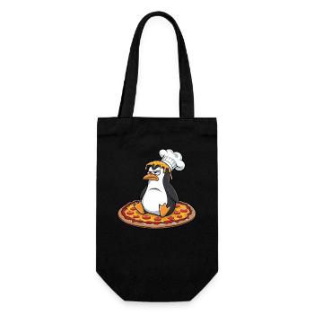 mignon pingouin chef pizza dessin animé maladroit - Sac à bouteille - noir - Devant