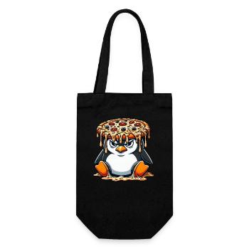 mignon pingouin chef dessin animé pizza maladroite - Sac à bouteille - noir - Devant