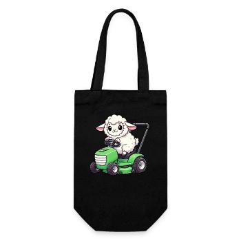 Funny Sheep Lawn Mower Farmer Lamb Grass - Gift Bag for Bottles - black - Front