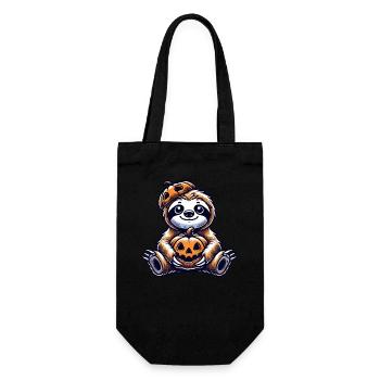 Cute Whimsical Halloween Sloth Pumpkin Cartoon - Gift Bag for Bottles - black - Front