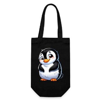 Süßer schüchterner Cartoon Pinguin - Geschenkbeutel für Flaschen - Schwarz - Vorne