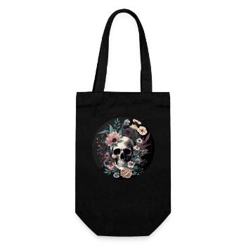 Human Skull & Flowers 35 - Gift Bag for Bottles - black - Front