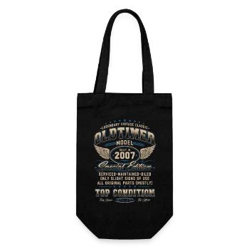Oldtimer Baujahr 2007 Jahrgang Geburtstag Geschenk - Geschenkbeutel für Flaschen - Schwarz - Vorne
