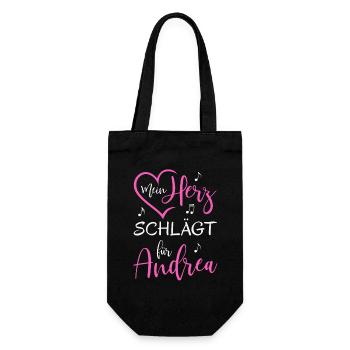 Mein Herz schlägt für Andrea - Geschenkbeutel für Flaschen - Schwarz - Vorne