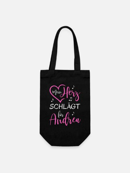 Mein Herz schlägt für Andrea - Geschenkbeutel für Flaschen - Schwarz
