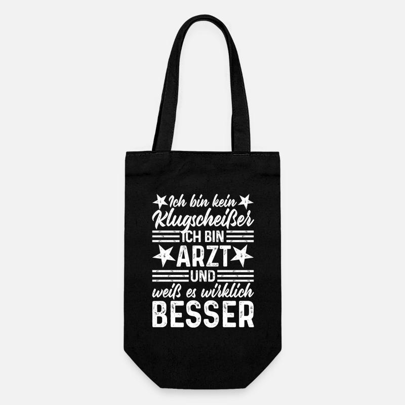Arzt lustige Sprüche - Ich bin kein Klugscheißer - Geschenkbeutel für Flaschen - Schwarz