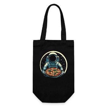 Astronaut with salami pizza space design - Gift Bag for Bottles - black - Front