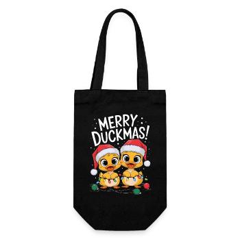 Duck Christmas Farm Ducks Merry Duckmas - Gift Bag for Bottles - black - Front