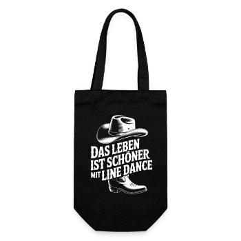 Das Leben ist schöner mit Line Dance - Geschenkbeutel für Flaschen - Schwarz - Vorne