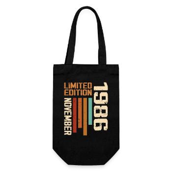 1986 November Birthday present. November 1986 - Gift Bag for Bottles - black - Front