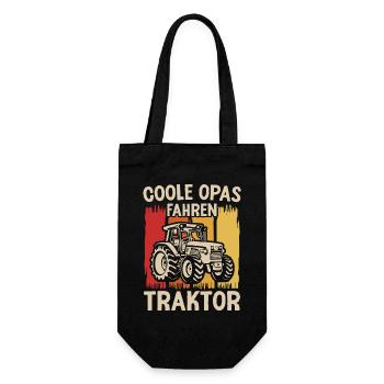 Landwirt Opa Traktor Bauer Landwirtschaft - Geschenkbeutel für Flaschen - Schwarz - Vorne