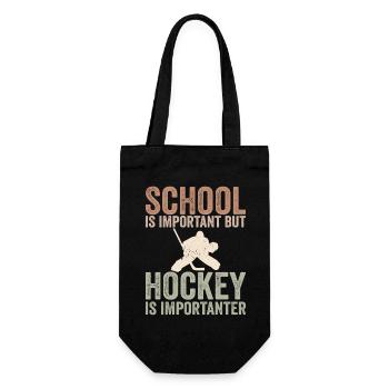 Schule ist wichtig, aber Eishockey ist noch wichtiger - Geschenkbeutel für Flaschen - Schwarz - Vorne