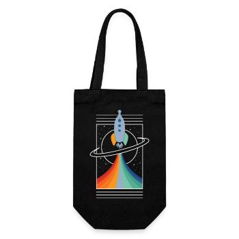 Fusée (Coloré, Contour) - Sac à bouteille - noir - Devant