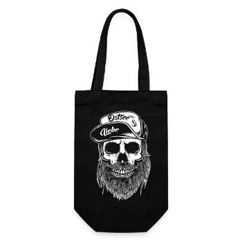 Ostseeliebe - Anker Skull Design - Geschenkbeutel für Flaschen - Schwarz - Vorne
