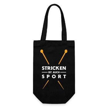 Stricken Sport Geschenk Nähen Sticken Häkeln - Geschenkbeutel für Flaschen - Schwarz - Vorne