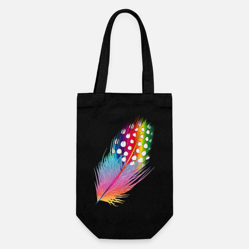 plume de pintade dessinée et colorée - Sac à bouteille - noir