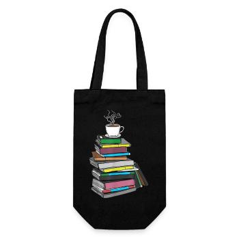 Drawing coffee and books with heart gifts - Gift Bag for Bottles - black - Front