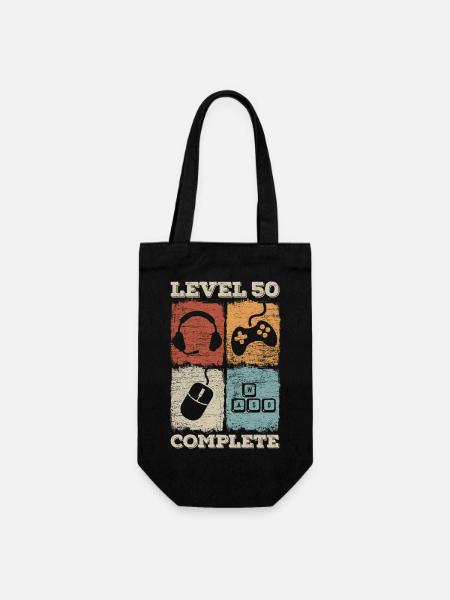 50. Geburtstag Level Complete Gaming - Geschenkbeutel für Flaschen - Schwarz