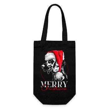 Santa HANNOVERSCHER SCHWEISSHUND Merry Christmas - Geschenkbeutel für Flaschen - Schwarz - Vorne