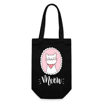 Mignon Kawaii drôle de chat disant miaulement - Sac à bouteille - noir - Devant