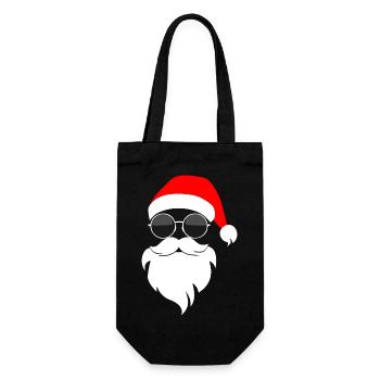 Cooler Weihnachtsmann Sonnenbrille Santa Mütze - Geschenkbeutel für Flaschen - Schwarz - Vorne