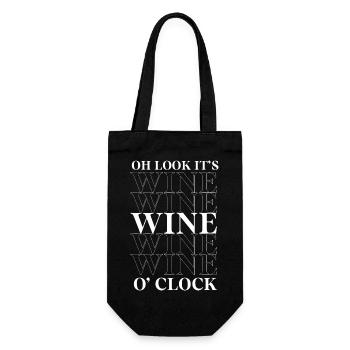 Oh Look It's Wine O' Clock - Mother's Day Funny - Gift Bag for Bottles - black - Front