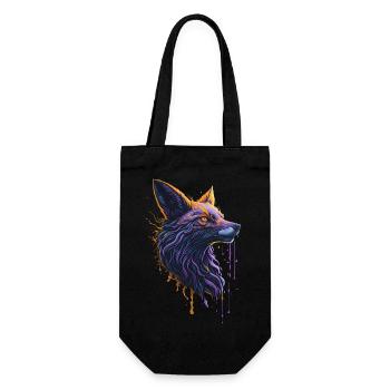 Orange and Purple Paint Fox Head Illustration Desi - Gift Bag for Bottles - black - Front