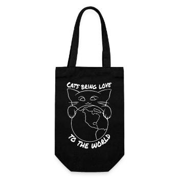Cats Bring love into the world - Gift Bag for Bottles - black - Front